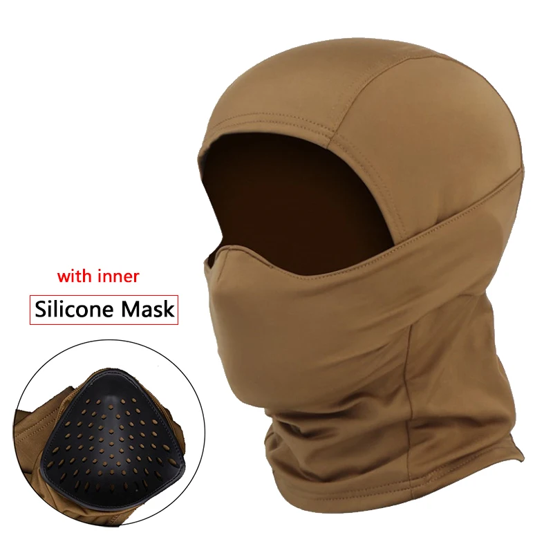 Outdoor Balaclava Mask Military Tactical Mask Silicone Half Mask Windproof Helmet Airsoft Hunting CS Game Sunscreen Hat