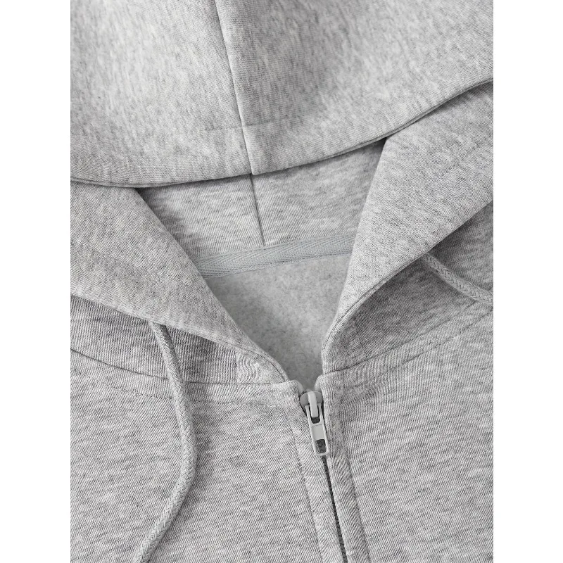Damen-Fleecejacke mit Kapuze und Reißverschluss für Frühling, Herbst und Winter, Lockerer Reißverschluss-Stil für einen Trendigen Street-Look – Detail 7
