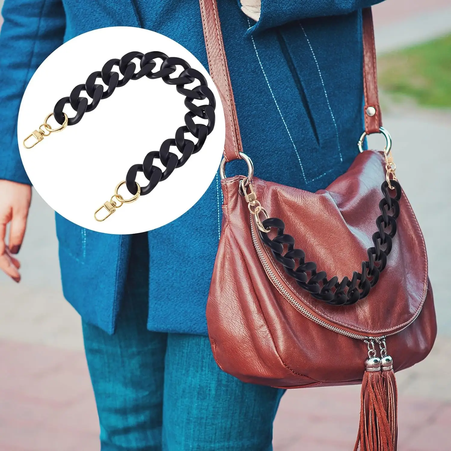 الاكريليك كبير سلسلة مسطحة حزام محفظة حزام الاكريليك حقيبة يد سلسلة استبدال حقيبة كتف سلسلة بلاستيكية محفظة سحر