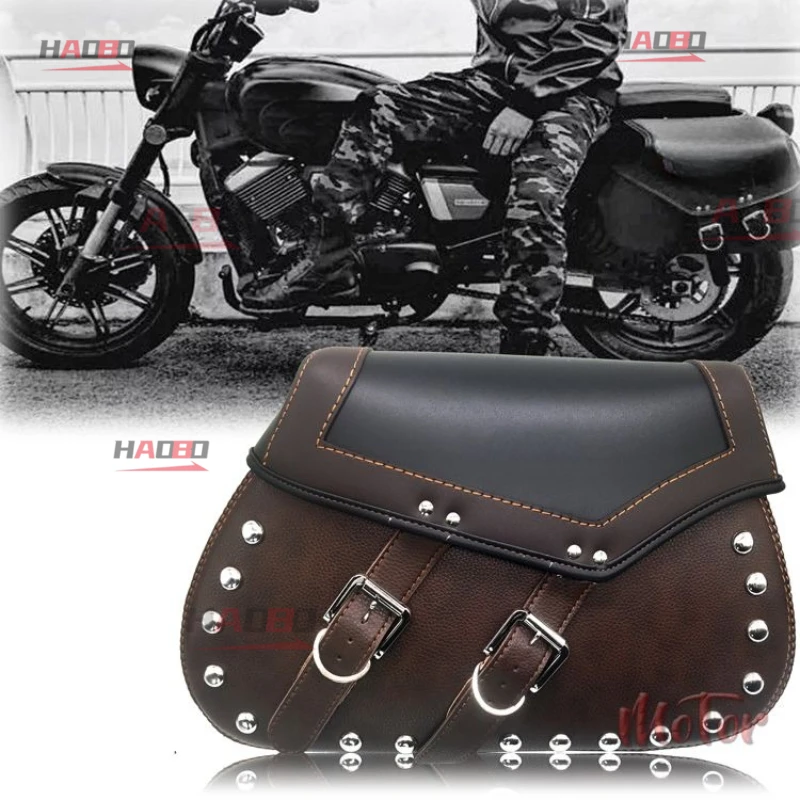 

Universal Cruise Motorcycle Side Hanging Bag Waterproof Leather Retro SaddleBag Motorbike Side Bags Storage Tool bag