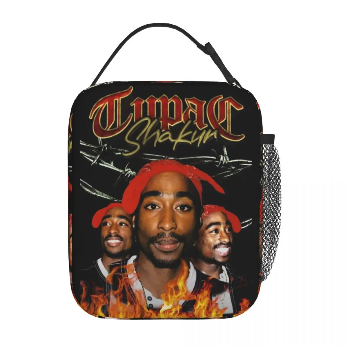 Tupac Insulated Lunch Bag High Capacity Hip Hop Rapper Meal Container Cooler Bag Lunch Box Tote College Outdoor Food Handbags