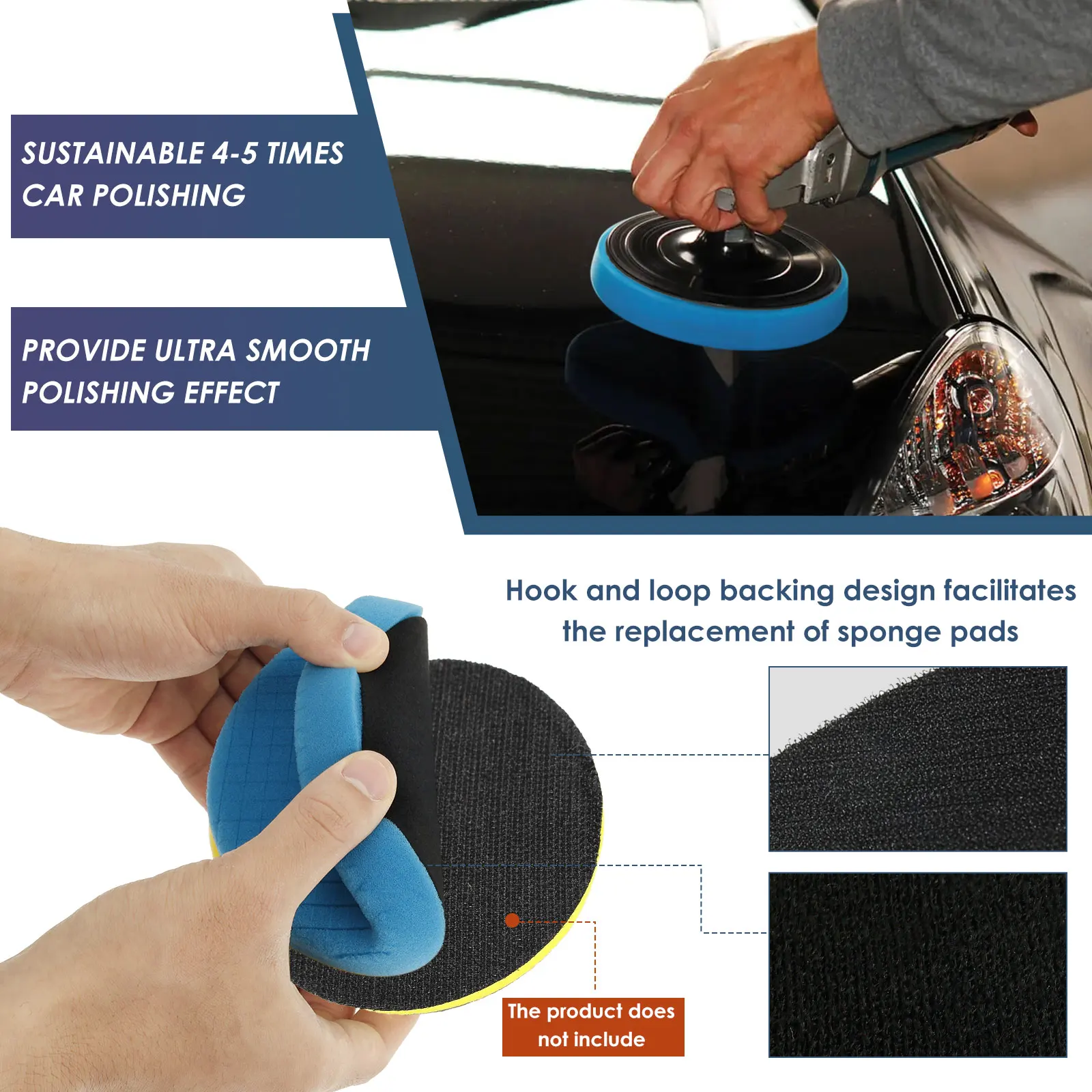 6Pcs Buffing Polishing Pad Set 5.5 Inch Reusable Round Sponge Buffing Pad Washable Imitation Wool Polishing Wheel for Waxing