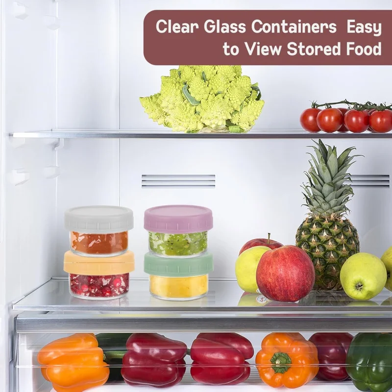 TOPLIVING 6 Stk Dressing Containers, 80ML Glass Small Jars with Round Lid, Meal Prep Jars, Leak-Proof Sauce Salad Dressing