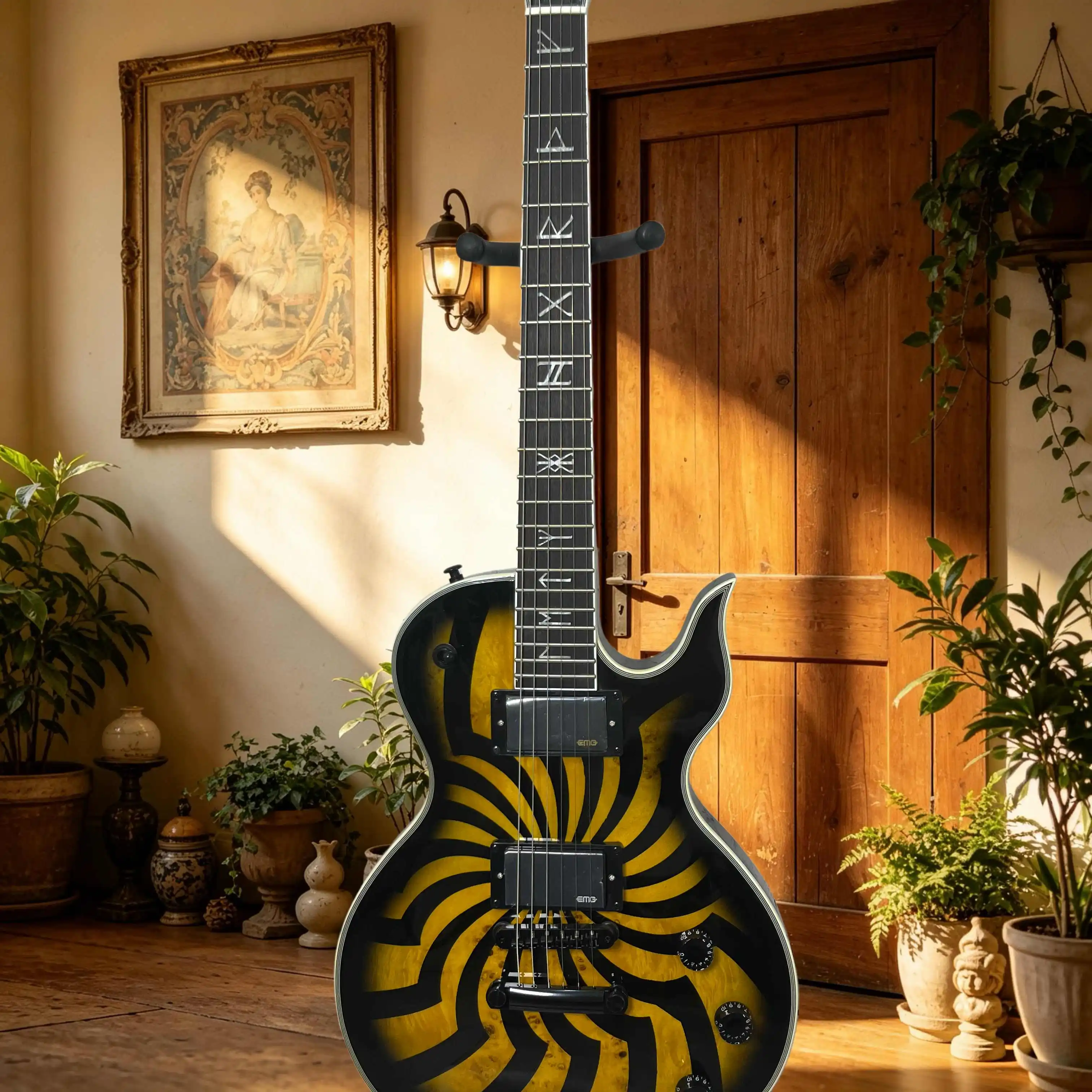 Guitare électrique à pont fixe, manche en érable, touche en palissandre, HH Black Gold Vortex Totem Underground Heavy Band, livraison gratuite