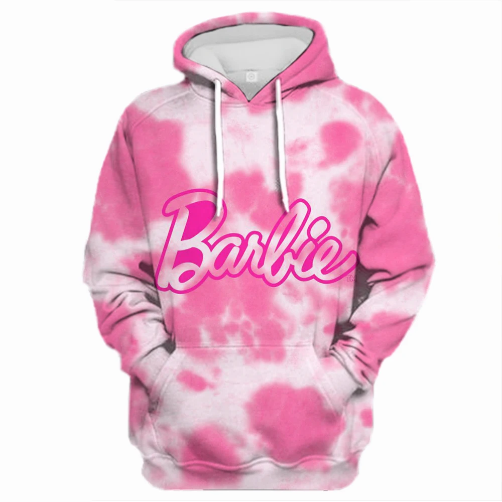 

Women's Barbie Princess Printed Sports Hoodie Round Neck Fashionable Street Leisure Jogging Women's Top Clothing S-3XL