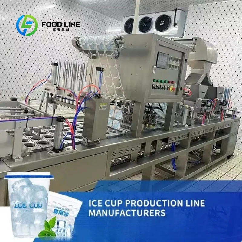 Customized edible ice maker ice cup line fully automatic stainless steel for commercial packaged ice processing workshop