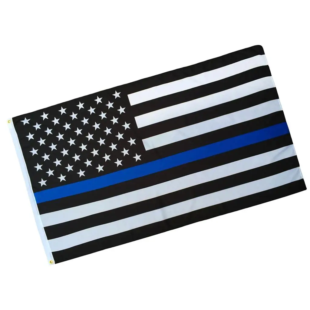 USA Police Flag Large Polyester Banner Supportive Thin Blue Line Flag for Garden Home Decoration