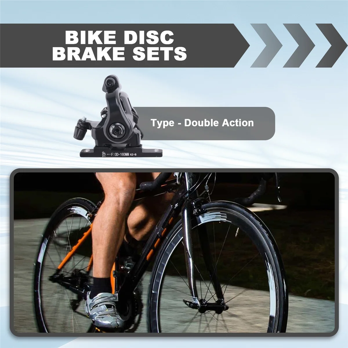 

Road Bike Disc Brake Flat Mount Mechanical Dual Side Actuation Caliper 160mm Front Rear Bicycle Clamp Brake