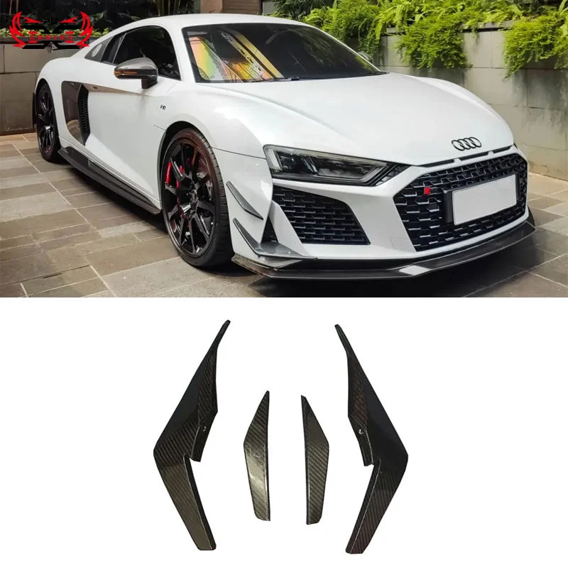 

GT Style Dry Carbon Fiber Front Bumper Canards Fins for Audi R8 2019-2023