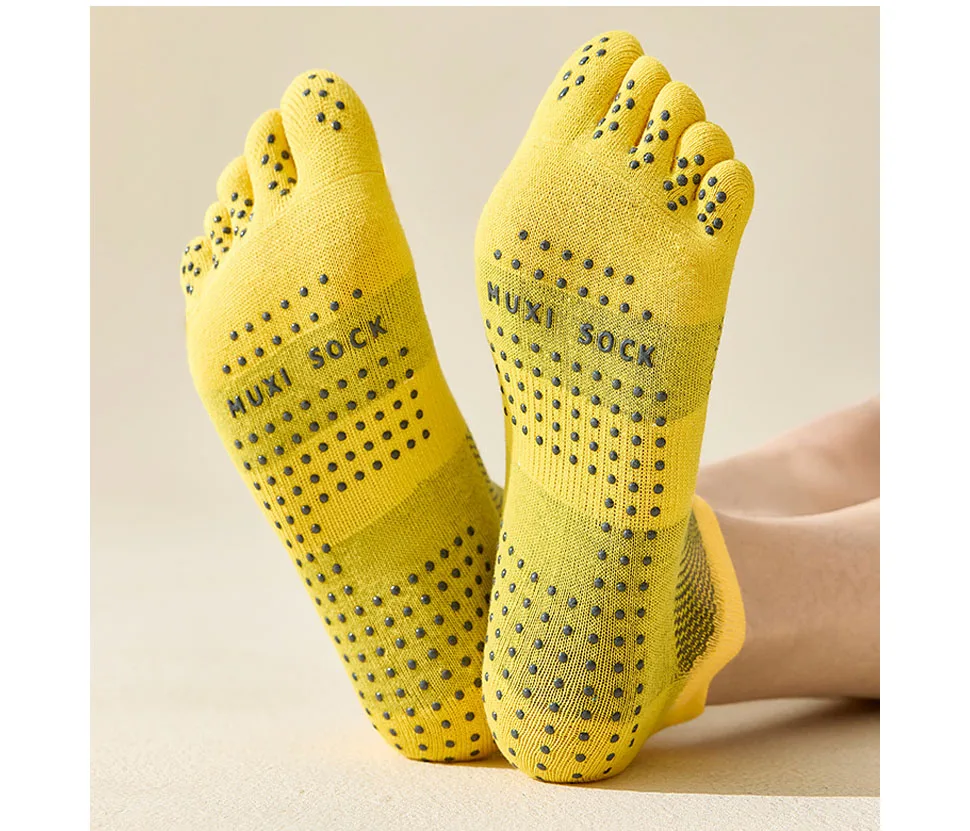 Yoga Pilates Fünf-Finger-Socken Knöchel Männer Baumwolle Dispense Rutschfestes Netz Solide Einfache Kompression Sportlich, Sport Boot Zehensocken – Detail 6