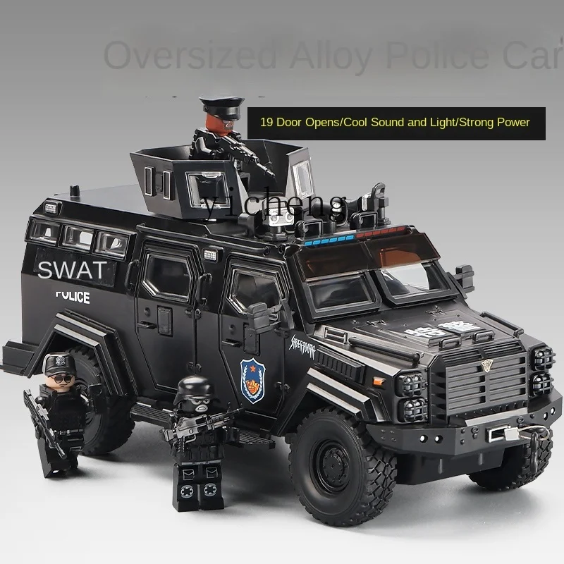 Xl Grote Legering Gepantserde Politieauto Speelgoed Speciale Politie Off-Road Voertuig Model Politieauto