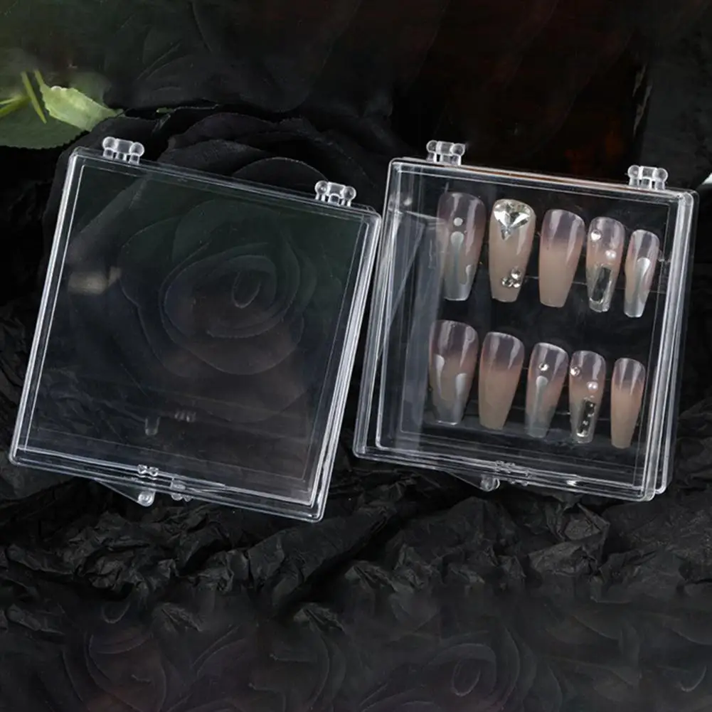 Good Lightweight Clear Nail Art Organizer Box Fake Nails Case Large Capacity Portable Nail Storage Box for Nail Salon