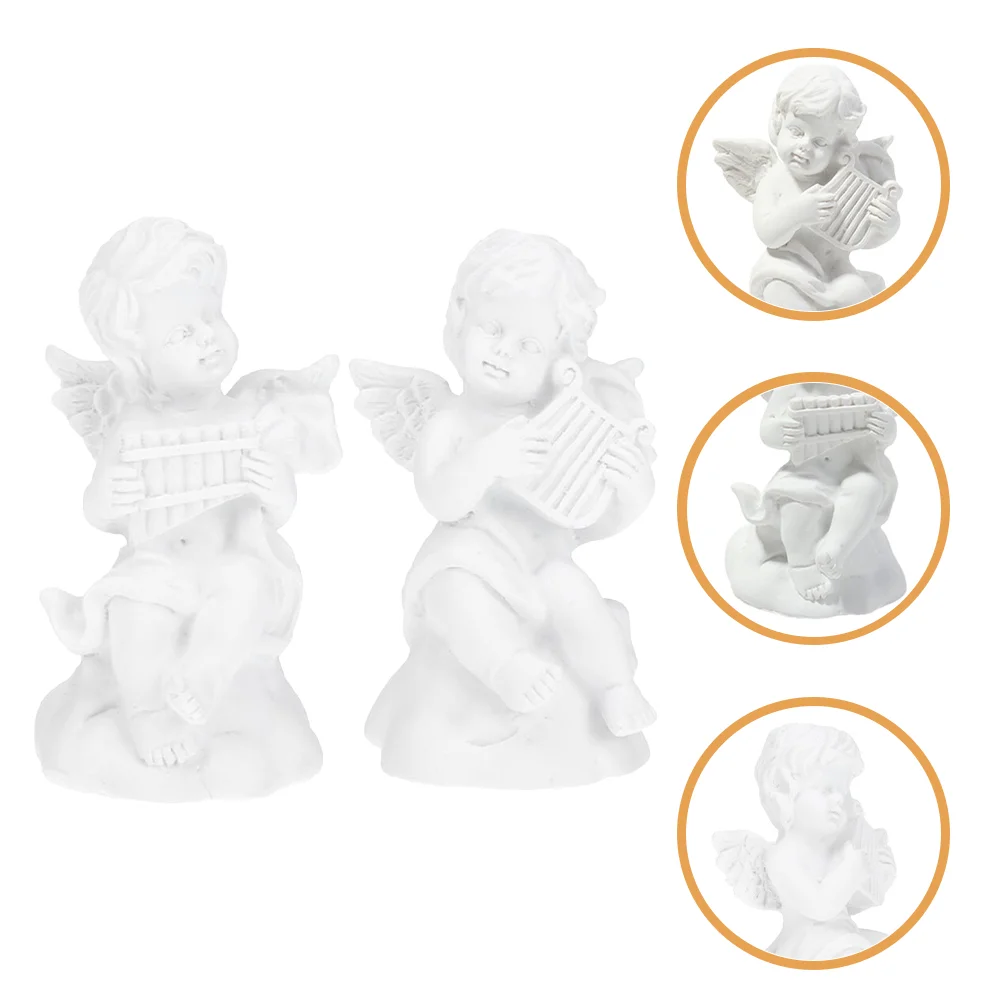 2 Pcs Cherub Resin Angel Statue Figurine Statues and Figurines Small Decor Tabletop Decoration Mini