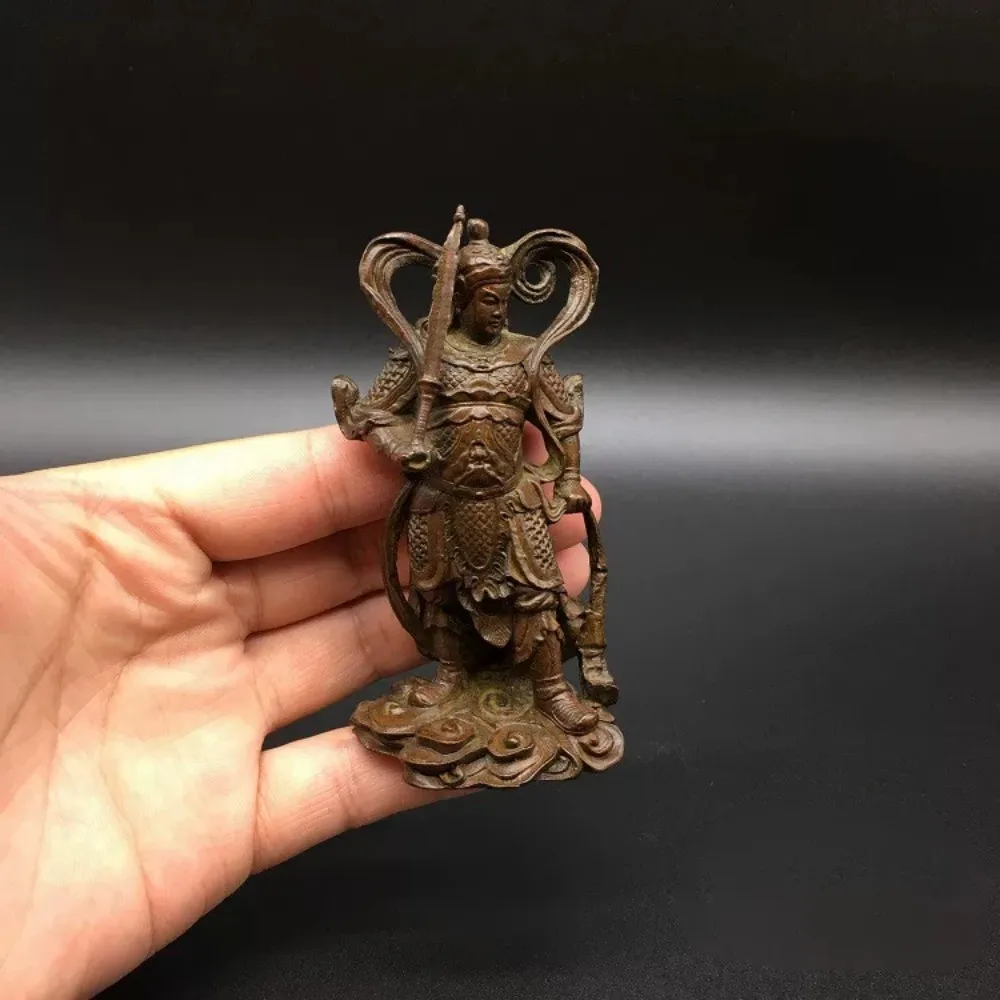 Solid Brass Skanda Weituo Bodhisattva Statue Handheld Copper Buddhist Deity Temple Altar Feng Shui Gift