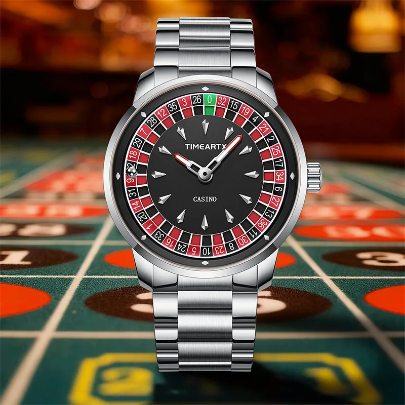 

Мужские часы TIMEARTX New European Roulette в стиле покер, модный дизайн, из нержавеющей стали, кварцевые.