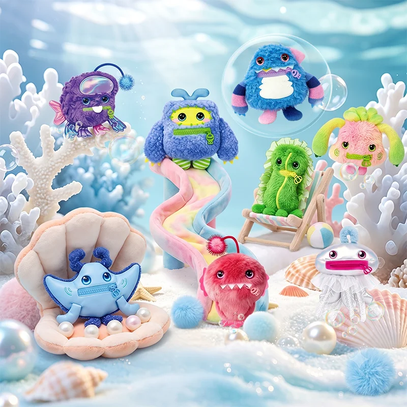 Reesee Nomster Ocean Adventure Series Plush Pendant Blind Box Cute Desktop Ornament Mystery Box Surprise Collectible Gift