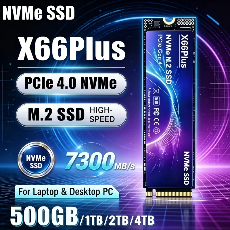 X66Plus M.2 SSD 7300MB/s 1TB/2TB/4TB M.2 NVMe SSD Drive PCIe 4.0x4 Hard Disk Internal Solid State Drive For Desktop Laptop PC