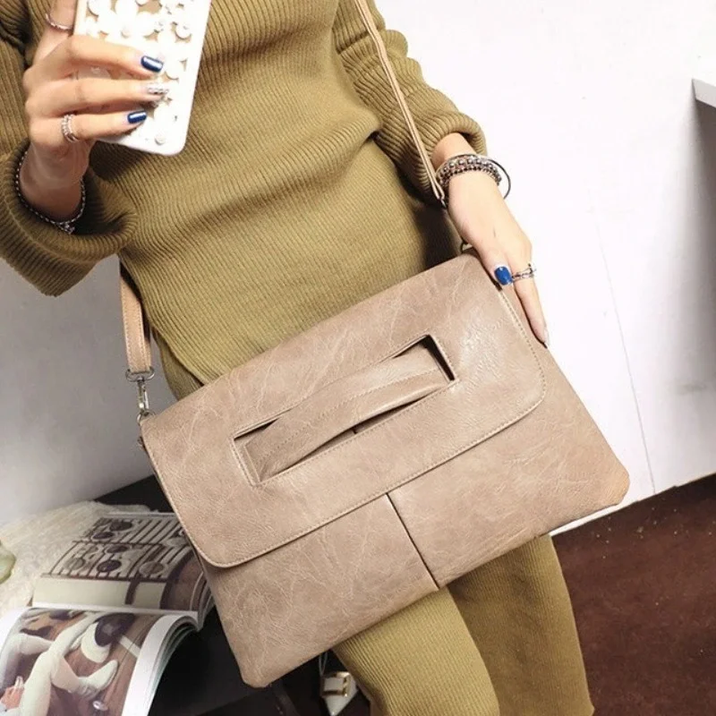 Kopertówka Retro ze skóry PU, torba Crossbody o dużej pojemności, torebka na laptopa z klapką do Macbooka