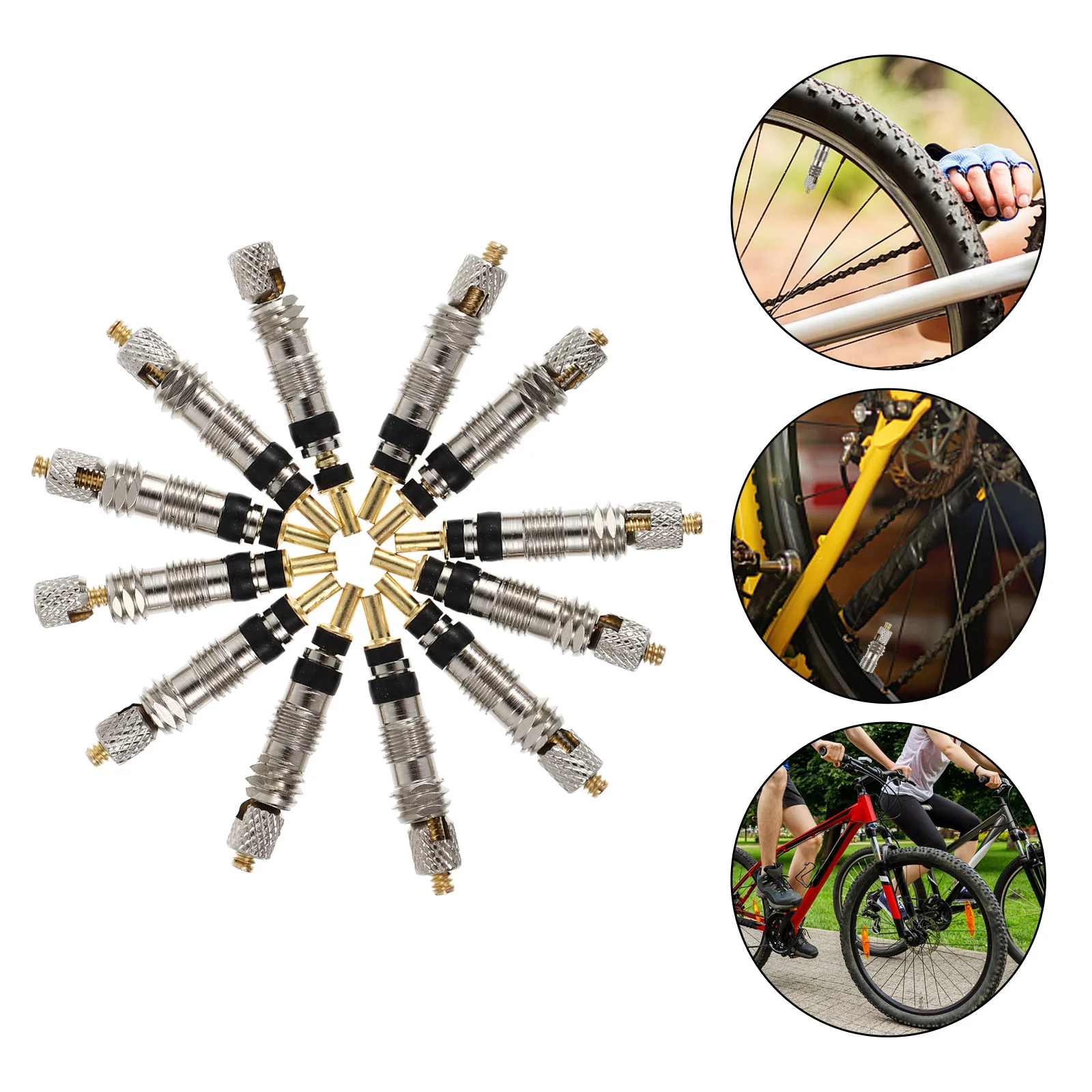 

12pcs Bike Replacement Brass Tubeless Core Core with 2pcs Tool Bike Stem Bike Core Bike Repair Tool