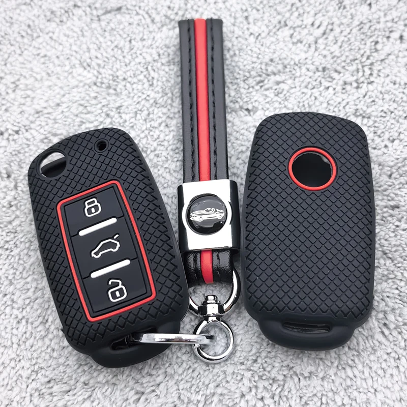 Silicone Car Key Case FOB for VW Golf 4 5 6 7 Bora Jetta POLO MK4 MK6 Bora Passat B5 B6 Superb Tiguan BeetlE Key Cover Shell