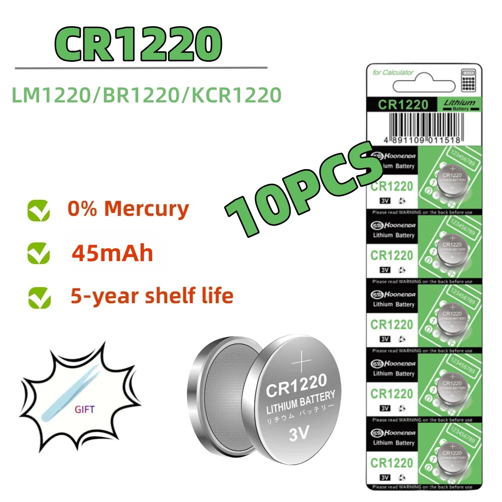 2-10 Stuks Hoge Capaciteit CR1220 LM1220 BR1220 KCR1220 3V Alkaline Batterij Voor Speelgoed Horloge Auto Afstandsbediening Muis knop Knoopcel