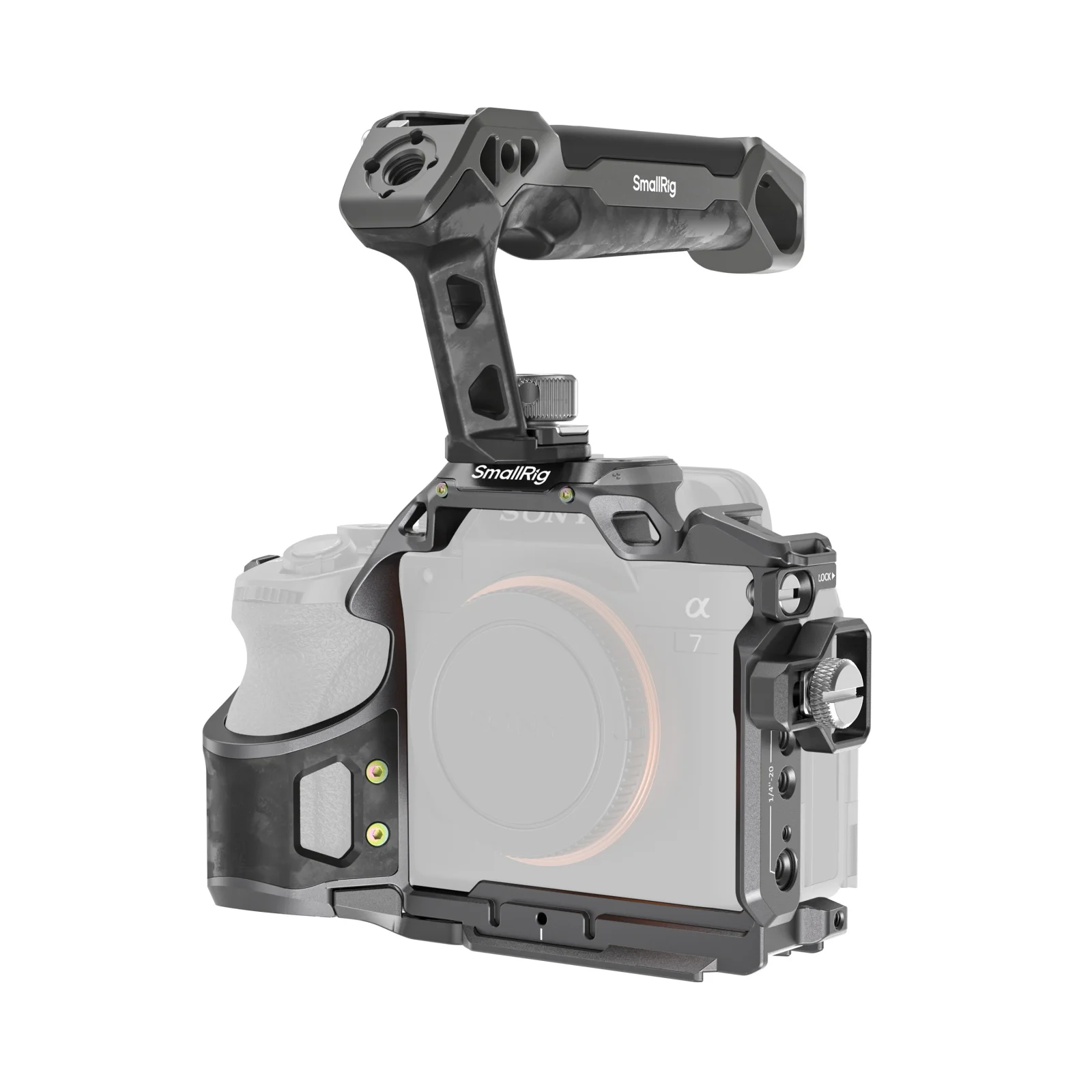 SmallRig A7 V / A7R V "Rhinoceros" kooi voor Sony Alpha 7 V / 7R V / 7 IV, met 1/4"-20 schroefdraad koude schoen voor handgrepen monitoren 6029