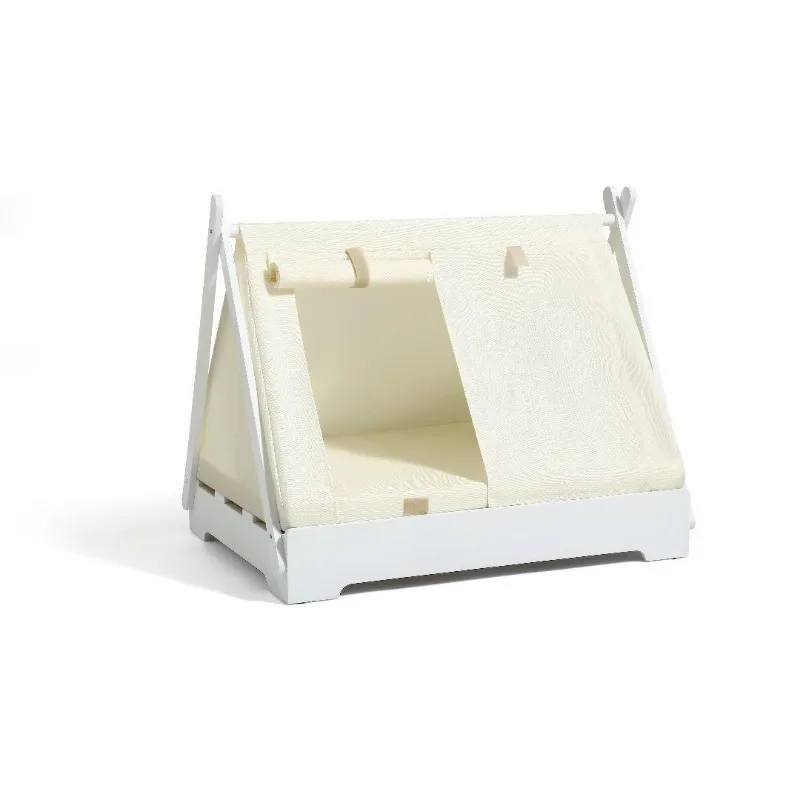 

Solid wood pet tent kennel cat bed, semi-closed security in summer, universal in all seasons, removable and washable