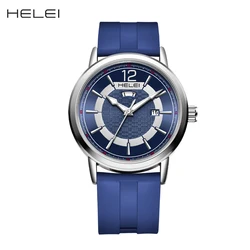 HELEI Fashion new sports casual quartz watch date silicone luminous strap men's wristwatch