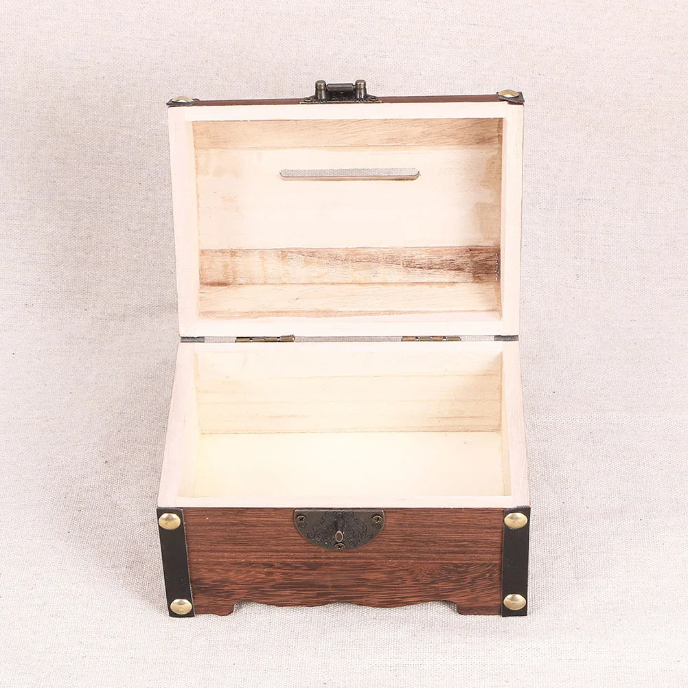 2 قطعة صندوق الكنز الخشبي خمر عملة صندوق تخزين حصالة على شكل حيوان ريترو المال المنظم مجوهرات صندوق الصدر الكنز #5