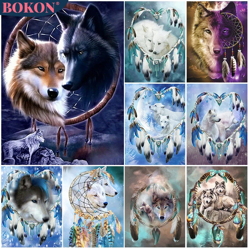 

DIY Wolf 5D Diamond Painting Full Square/Round Diamond Animal Diamond Embroidery Rhinestone Picture Diamond Mosaic Handmade Gift