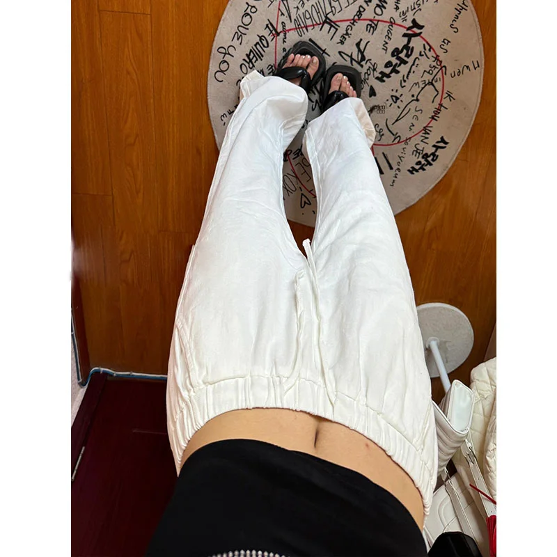 

White Loose Cotton Linen Wide Leg Pants Women Summer Thin Casual Trousers Faion Brand plus Size Nine Points Pants