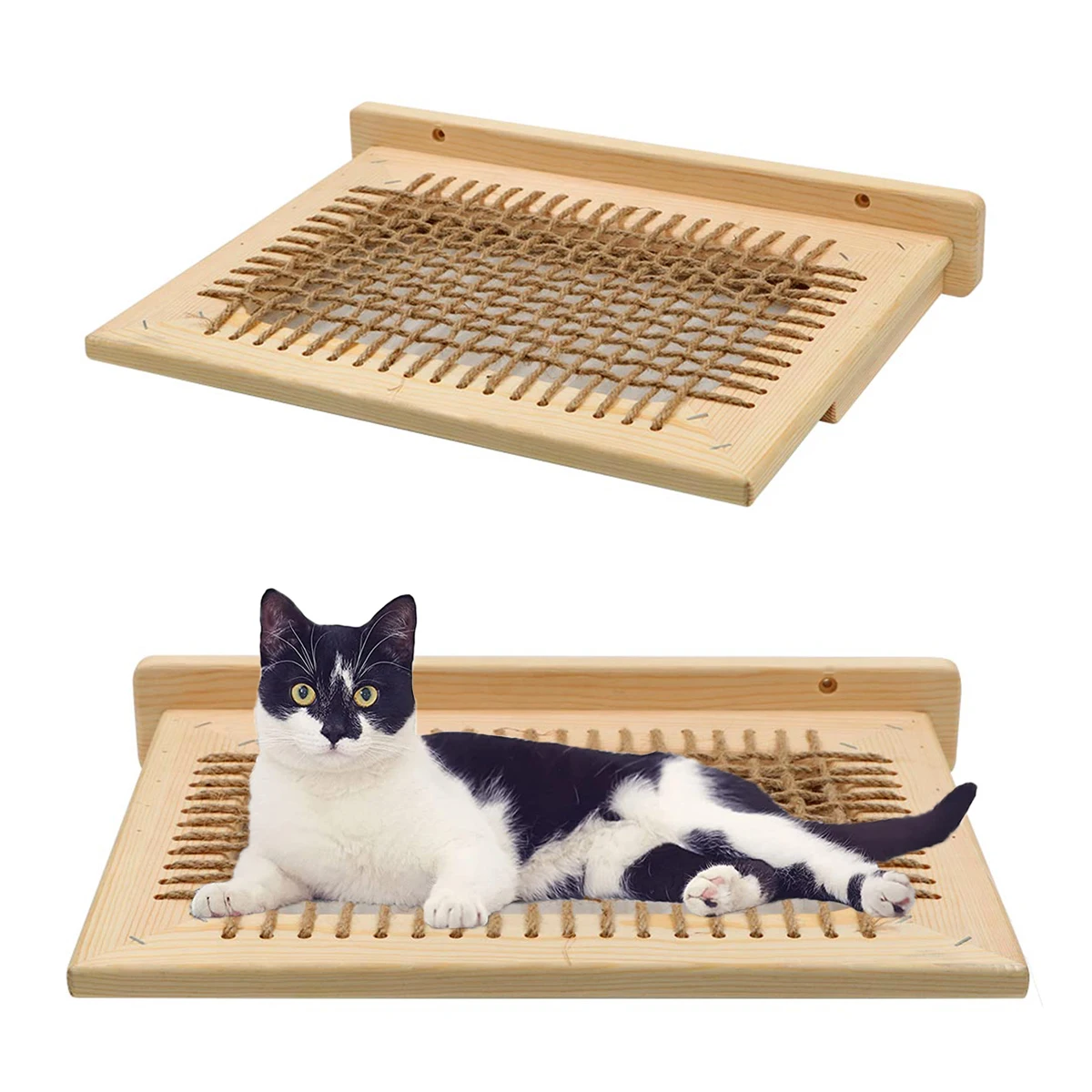 Étagères d'escalade pour chat, tour d'arbre à chat, hamac en bois, plateforme de saut, échelles pour dormir et jouer, meubles pour chats