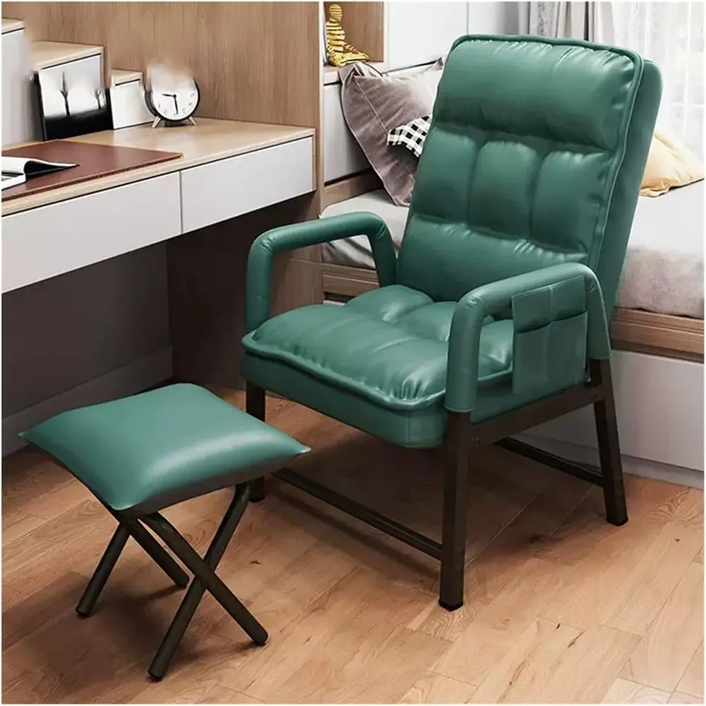 

Зеленое эргономичное кресло-реклайнер с регулируемой спинкой и подставкой для ног, с мягкой обивкой