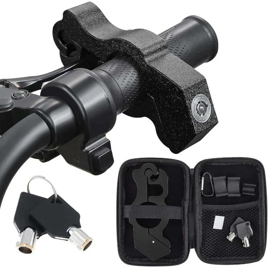 

Heavy duty motorcycle handlebar lock with antitheft design featuring secure brake lever parking mechanism ideal for moped motor