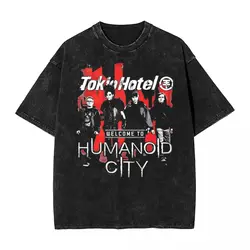 Tokio Hotel T Shirt Hip Hop Washed Harajuku T-Shirts Vintage for Men Women Tops Streetwear Graphic Printed Tee Shirt