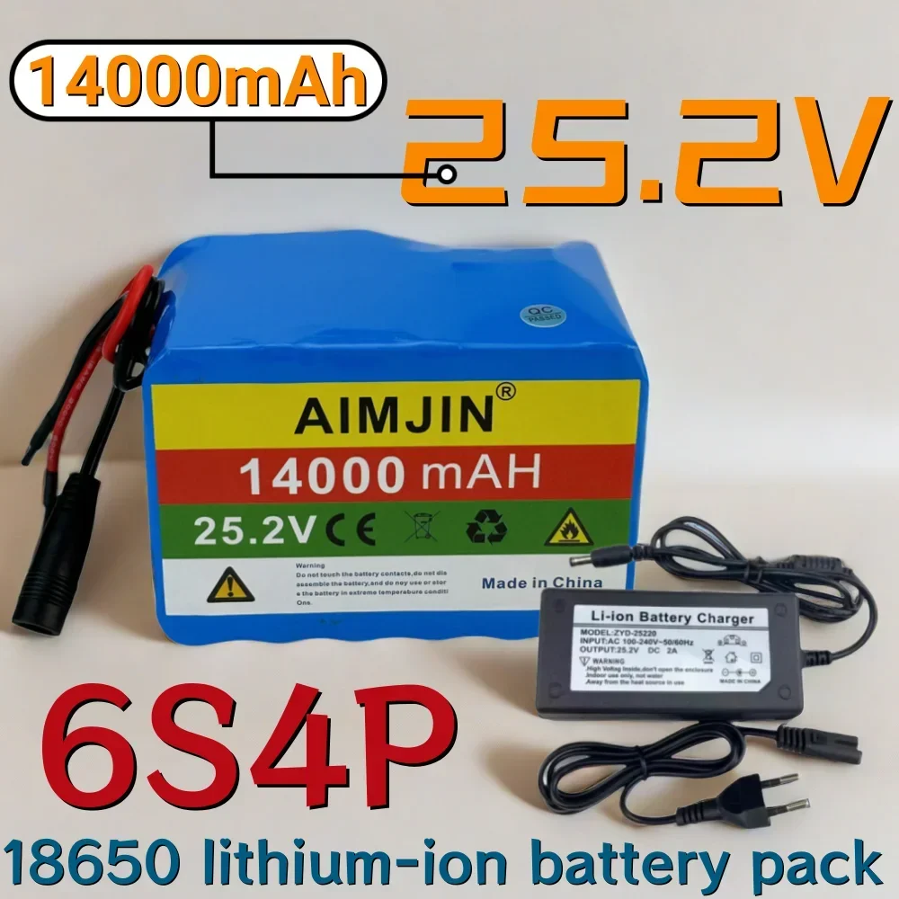 

25.2V 14000mAh Rechargeable Battery 6S4P 18650 Lithium Battery Pack Built in BMS Safe and durable + Charger