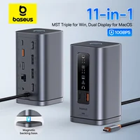 Baseus USB C Hub a DP 4K @ 60Hz HDMI DisplayPort 11-en-1 estación de acoplamiento Triple pantalla RJ45 PD 100W para ventana Mac USB 3,1 HUB