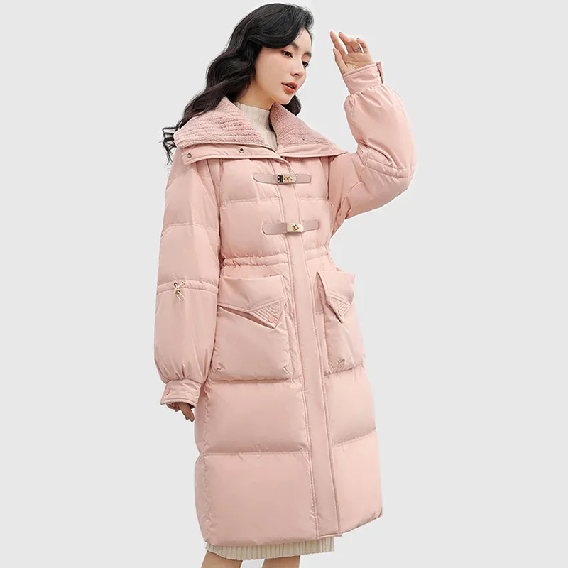 Down Jacket Women Winter Thicken Warm Long Coat Casual Female black Fashion Long sleeved Outwear 2023 new