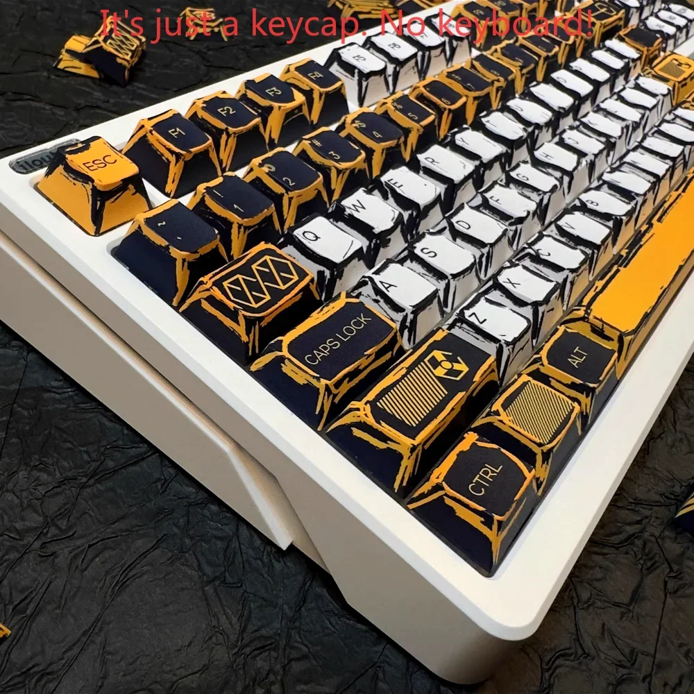 GEFENSI Manga Style Keycaps Virtual Warfare Pink Sweetheart PBT Cherry Keycap Set 126 Keys For 60/64/84/98/108 Mechanical Keyboa