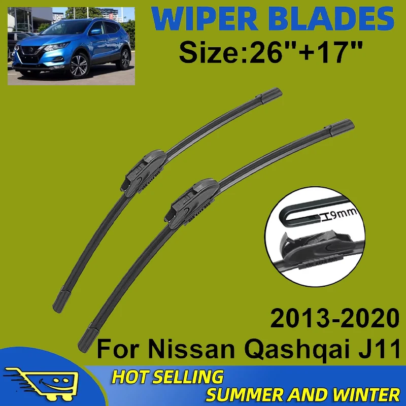 

2PCS Wiper Blades Set Kit For Nissan Qashqai J11 2013-2020 Front Windshield Brushes Windscreen Window Accessories