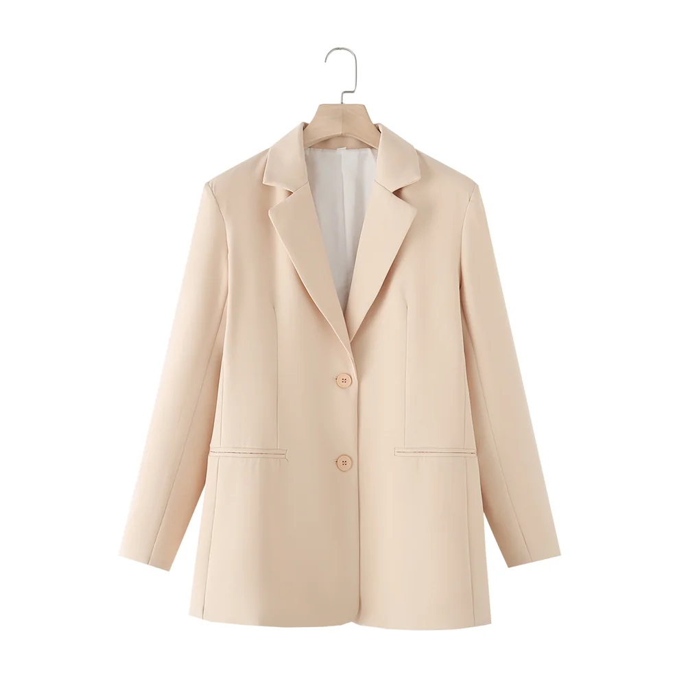 Kar&Otza Casual women\'s new long sleeved lapel single breasted solid color jacket suit top age reducing loose small suit