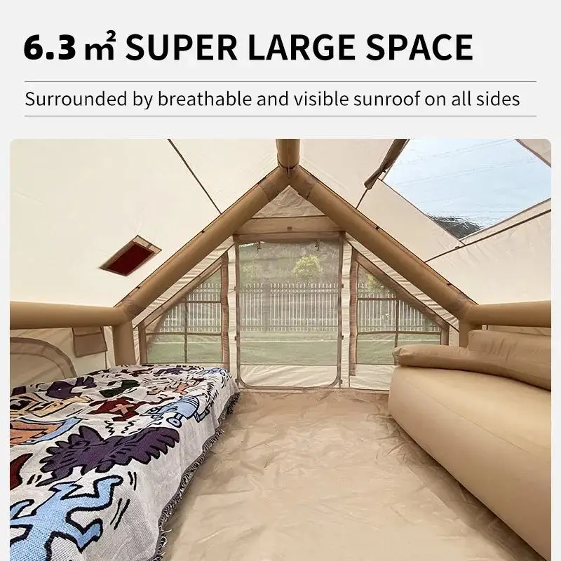 420D Oxford Waterproof UV Protection House Air Tent  Outdoor Portable Easy Setup Glamping Inflatable Camping Tent