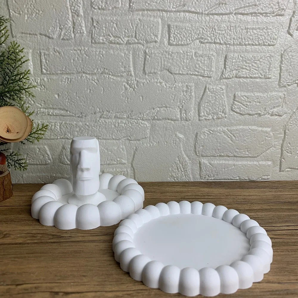 Plateau de rangement à bulles, moule en Silicone, dessous de verre en résine, plâtre, ciment, cadeau, moule de moulage, plateau de rangement de forme ronde, décoration de la maison
