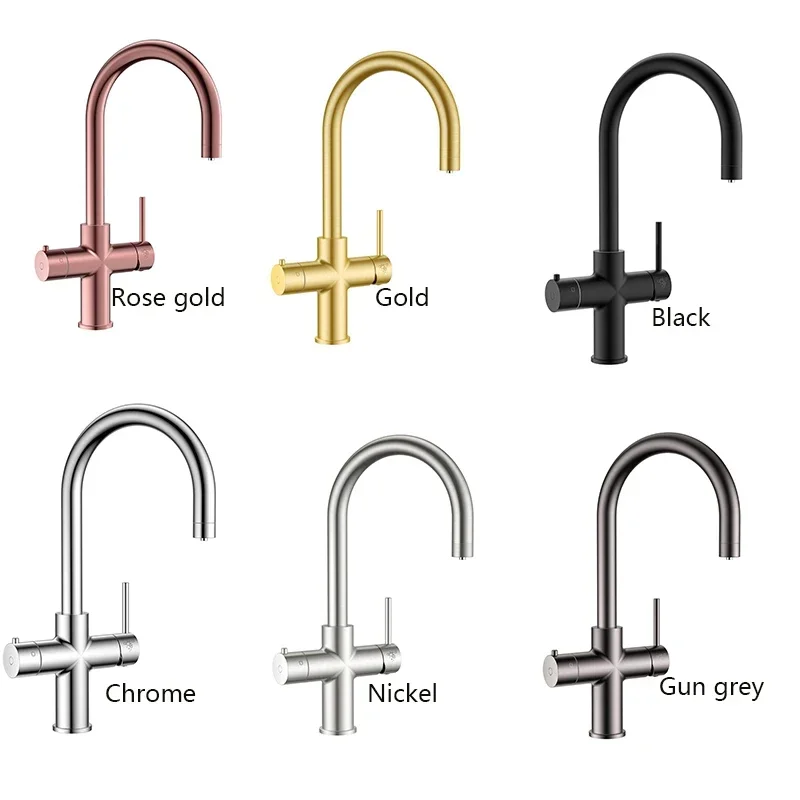 3 4 5 in 1boiling tap brass sparkling chilled boiled kitchen sink filtered faucet brushed gold instant hot water tap for kitchen