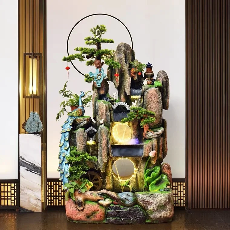 Rockery, flowing water, lucky alpine fish pond fountain living room floor ornament
