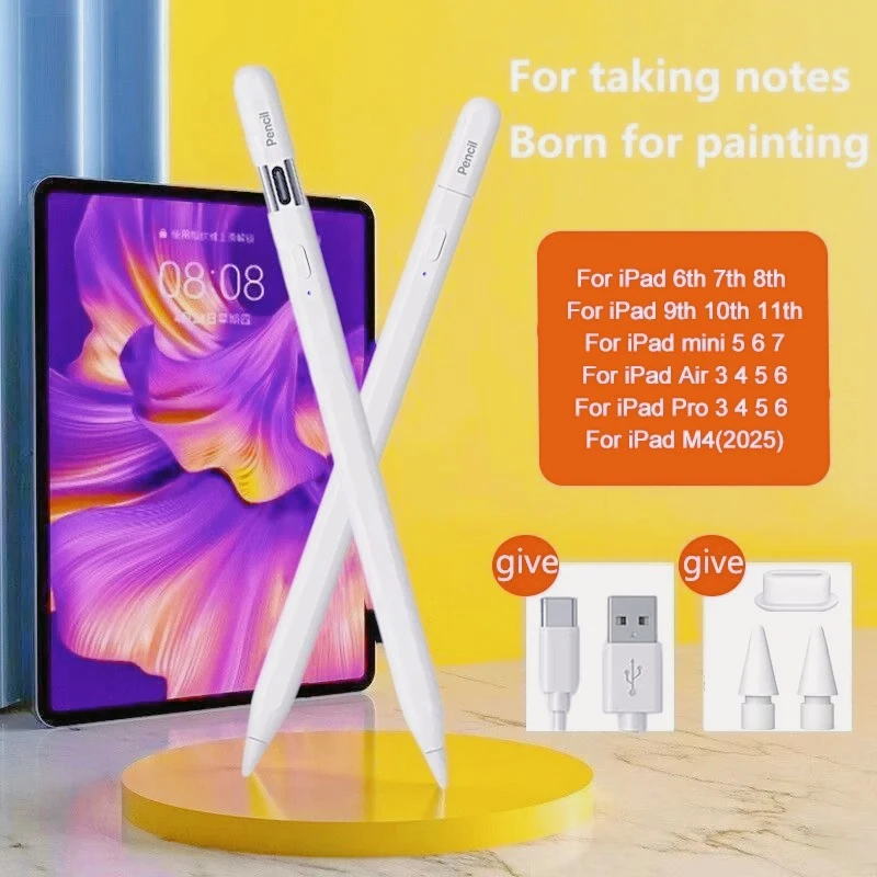 

For Apple Pencil Stylus iPad A16 Air 11 5 4 Pro 11th 13 12.9 M4 M3 M2 Pens 10 9 10th 9th Mini 7 6 2025 Touch Pen