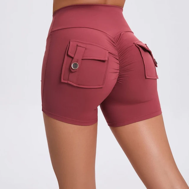 Wholesale Sport Gym Shorts Women with Pocket Push Up Scrunch Short Gym Mujer Ropa De Yoga Clothes Blue Yellow Pink Red Purple AliExpress