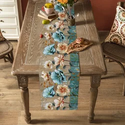 Flowers Tulips Table Runner Wedding Dinner Party Decoration Linen Table Runner Holiday Party Kitchen Table Place Mat Accessories