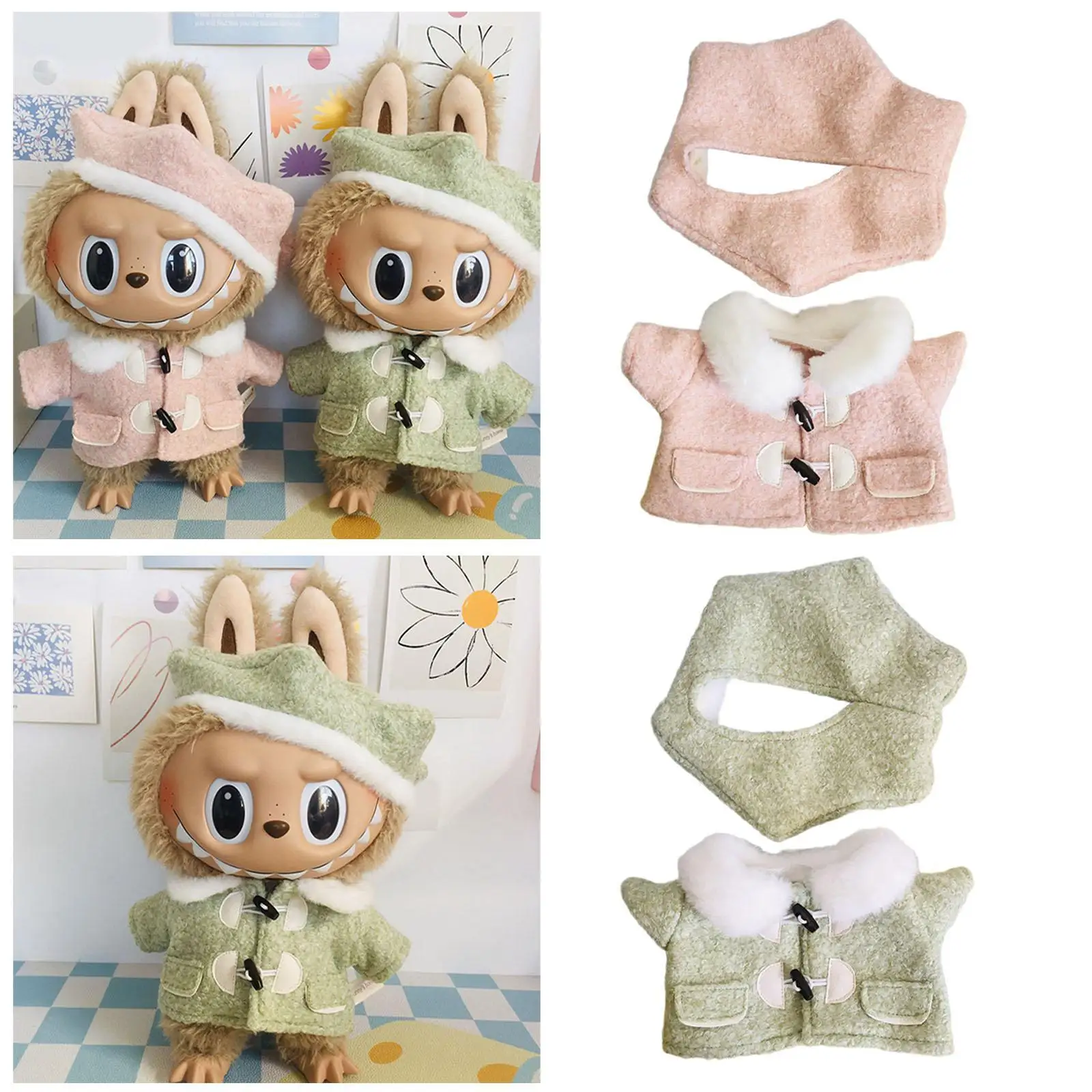 

Coat And Hat for Plush Figures, Fancy Clothes for Little Girls, DIY Coat Suit Costume for 15 Inch Dolls