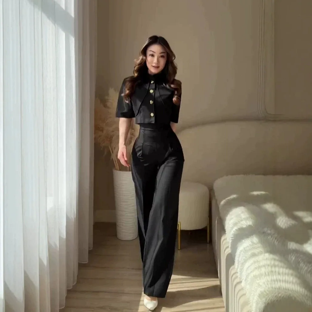 

2026 Autumn New Elegant And Luxurious Short-sleeve Long-pants Suit Long Dress Robe Abaya Ramadan Dubai Luxury Islam Elegant